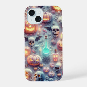 Coque iPhone 15 Crânes, chauves-souris, fantômes et Citrouilles pa