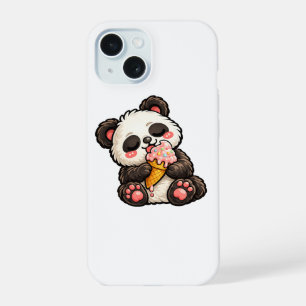 Coque iPhone 15 Crème Glacée Panda Mignon