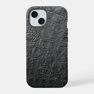 Coque iPhone 15 Crocodile noir moderne