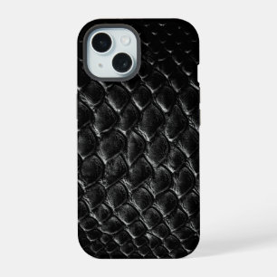 Coque iPhone 15 Crocodile Noir Moderne