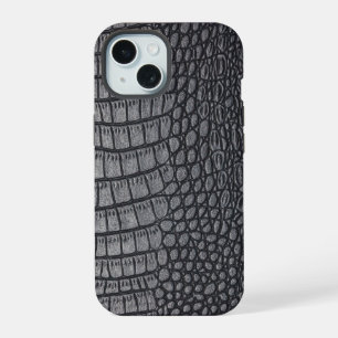 Coque iPhone 15 Crocodile Noir Moderne