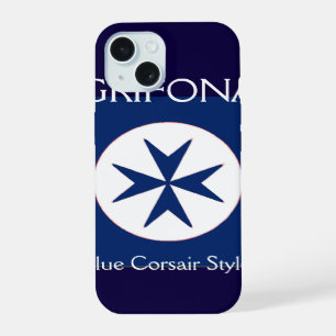 Coque iPhone 15 Croix octogonale BLUE CORSAIR STYLE