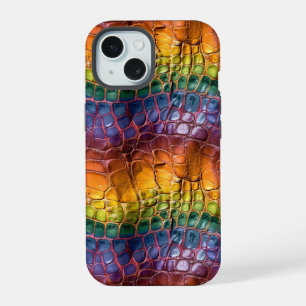 Coque iPhone 15 Cuir arc-en-ciel