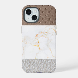 Coque iPhone 15 Cuir Faux Marbre marbre masculin cuir blush