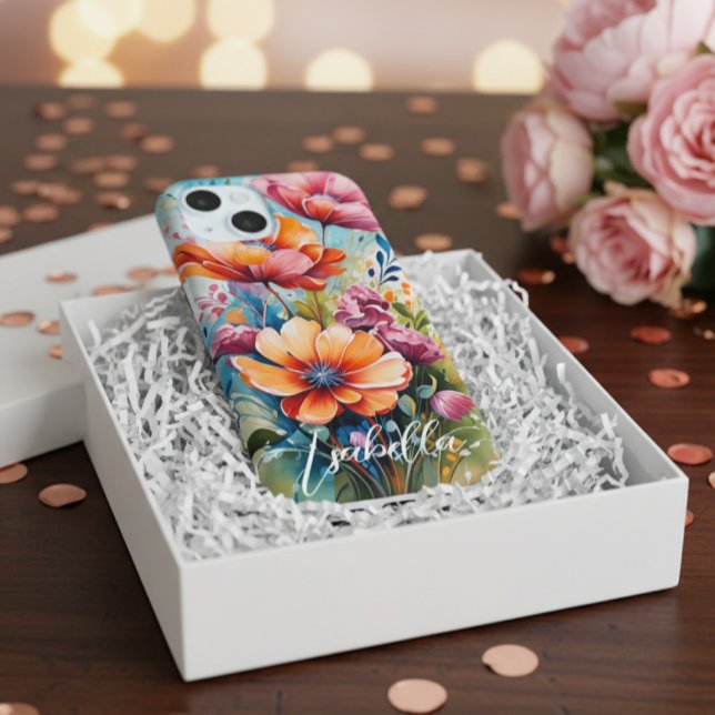 Coque iPhone 15 Customized Phone Case Floral Design (Créateur téléchargé)