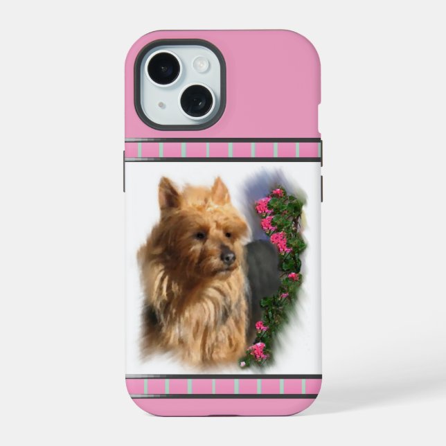 Coque iPhone 15 Cute Art Moderne Australien Terrier Dog (Verso)