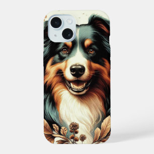 Coque iPhone 15 Cute Australian Shepherd Peinture