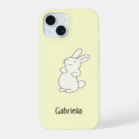 Cute blanc lapin nom personnalisé jaune