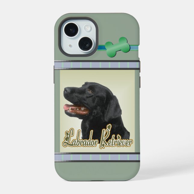 Coque iPhone 15 Cute moderne Black Lab Dog Art (Verso)