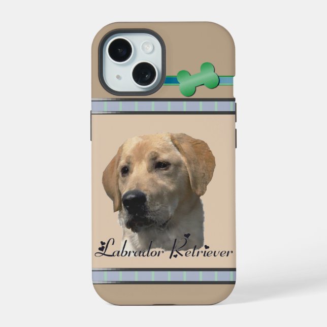 Coque iPhone 15 Cute moderne Jaune Lab Chien Art (Verso)