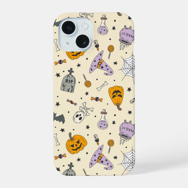 Coque iPhone 15 Cute Motif Halloween (Verso)