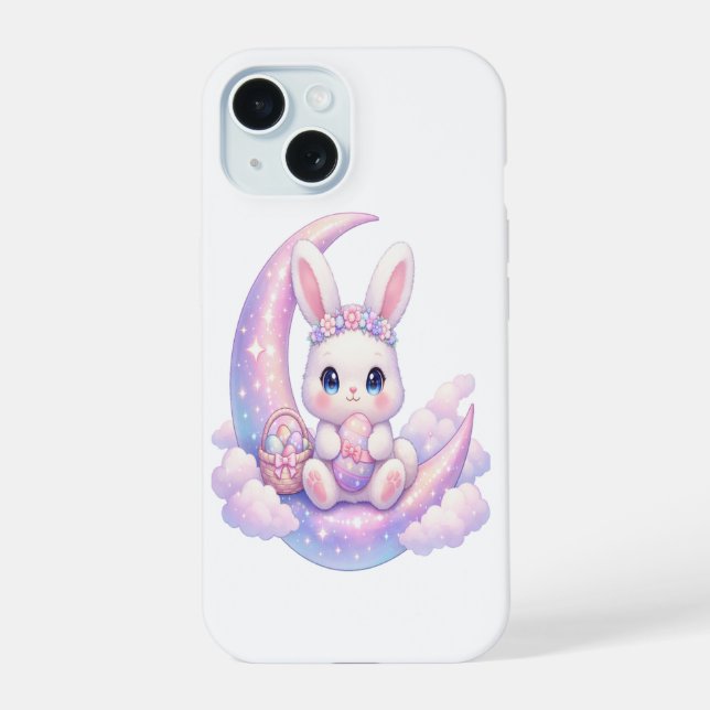 Coque iPhone 15 Cute Pastel Bunny iPhone Case – Moon Aesthetic (Verso)