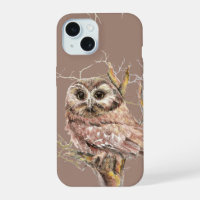 Cute Watercolor Owl Bird Wildlife Art iPhone 14 C