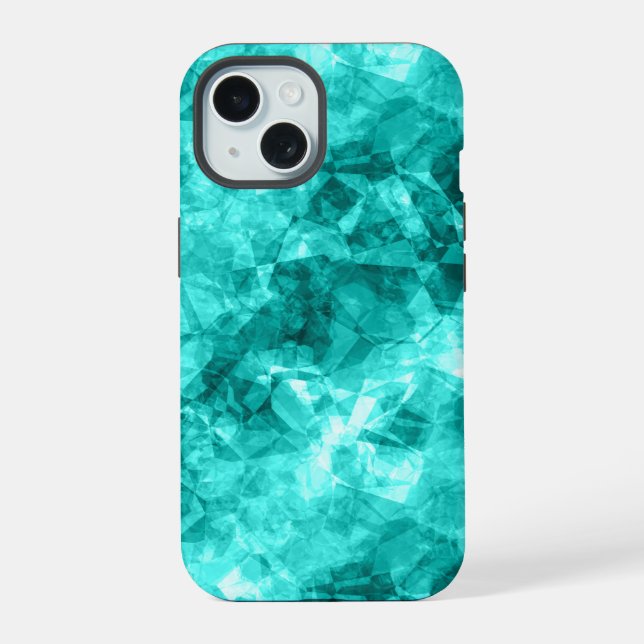 Coque iPhone 15 Cyan Crumpled Texture (Verso)