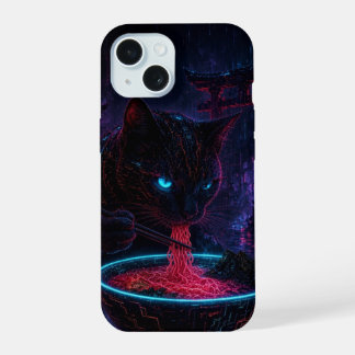 Coque iPhone 15 Cyberpunk Cat Ramen