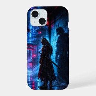 Coque iPhone 15 Cyberpunk Samurai Poster – Neon Ronin Shadow