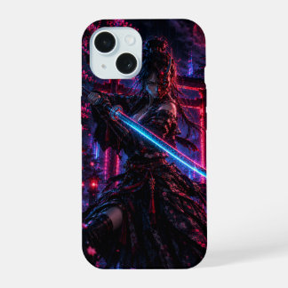 Coque iPhone 15 Cyberpunk Samurai Woman – Neon Ronin