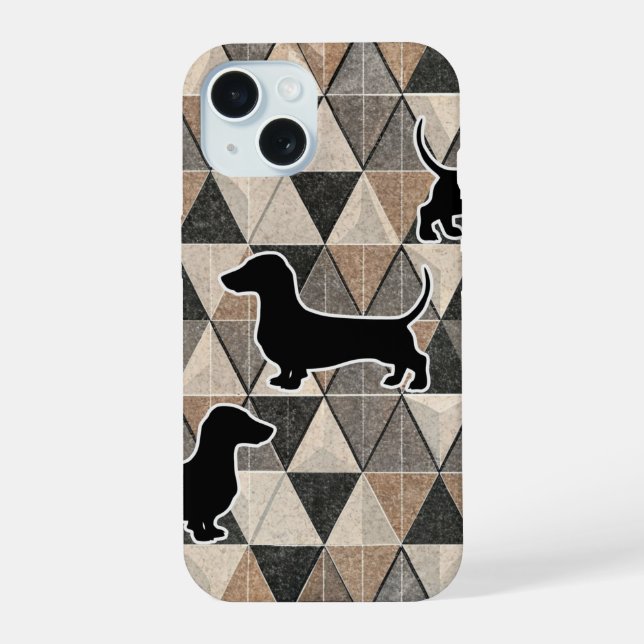 Coque iPhone 15 Dachshund Walking (Verso)
