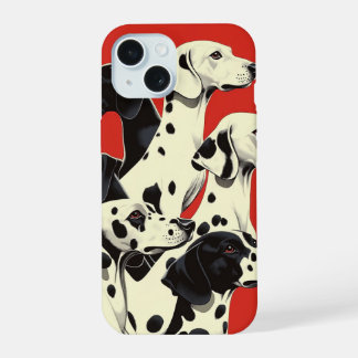 Coque iPhone 15 Dalmatiens en formation | Bold Dog Art