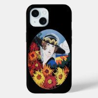 Dame aux fleurs de chrysanthème, noir