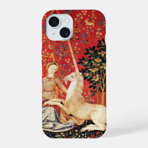 Coque iPhone 15 DAME ET LICORNE Animaux de Fantaisie Floral Vert R