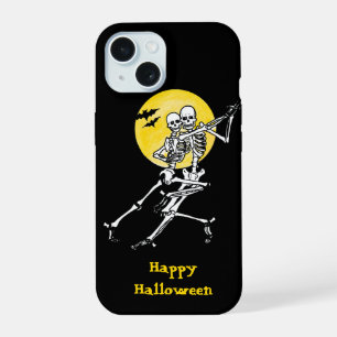 Coque iPhone 15 Danser Skeleton Couple sous une Pleine lune