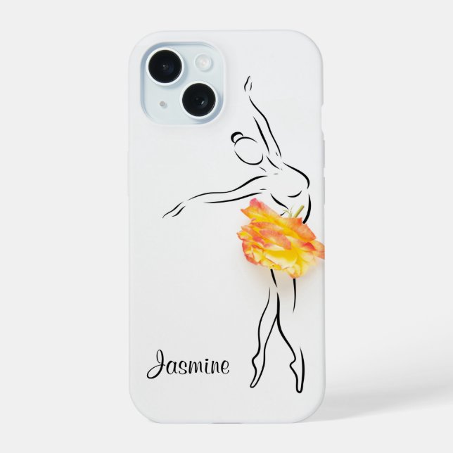 Coque iPhone 15 Danseuse de ballet Rose Danseuse de ballet Nom per (Verso)