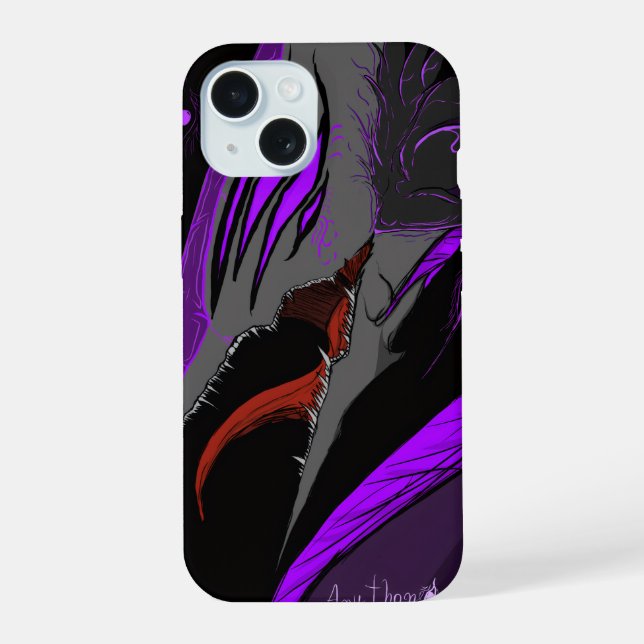Coque iPhone 15 Dark Anime Fantasy Crow and Demon Art (Verso)