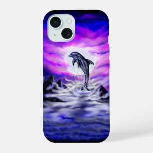 Coque iPhone 15 Dauphin au clair de lune