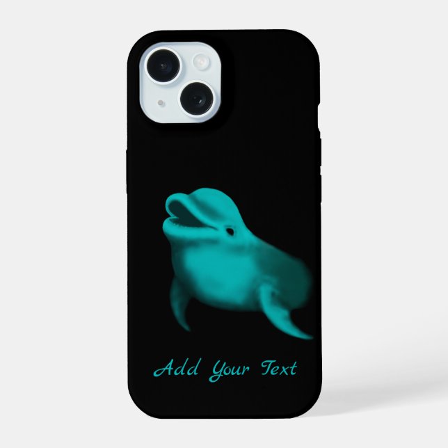 Coque iPhone 15 Dauphin Chanceux - Ajoutez Votre Texte (Verso)