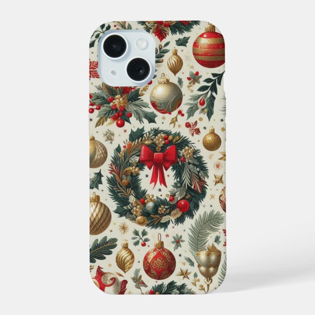 Coque iPhone 15 Décoration de Noël sans charme (Verso)