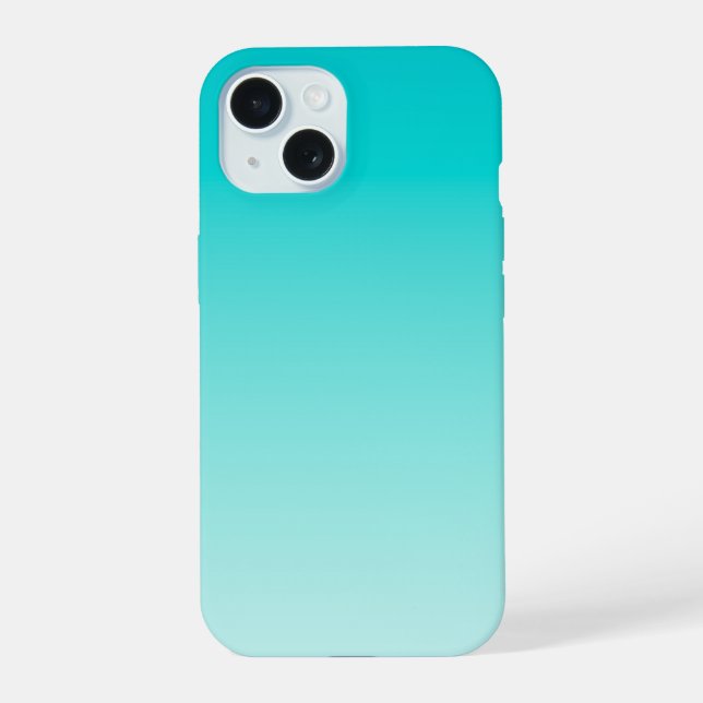 Coque iPhone 15 Dégradé aqua sarcelle (Verso)