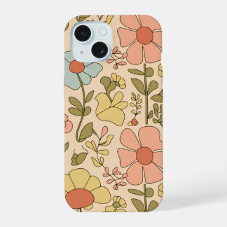 Coque iPhone 15 Délice Floral Rétro | Motif Floral Vintage