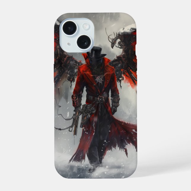 Coque iPhone 15 Démon de feu Steam Punk v2.0 (Verso)