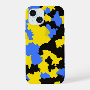 Coque iPhone 15 Design de motif abstrait moderne jaune bleu noir