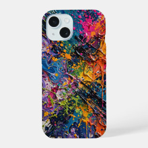 Coque iPhone 15 Désordre de giclures de couleur Art abstrait