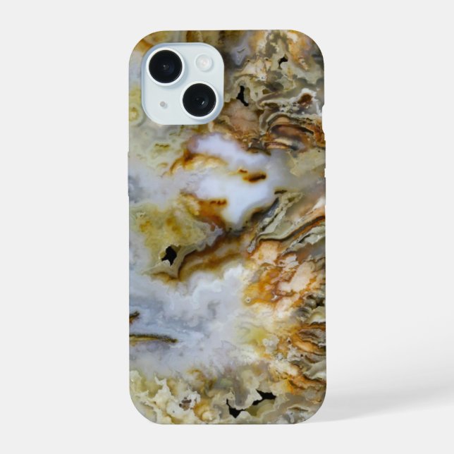 Coque iPhone 15 Dessin d'agate à panache de cimetière (Verso)