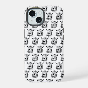 Coque iPhone 15 Dessin de chèvre qui hurle drôle Art d'animal fant