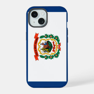 Coque iPhone 15 Dessin du drapeau de l'État de Virginie-Occidental