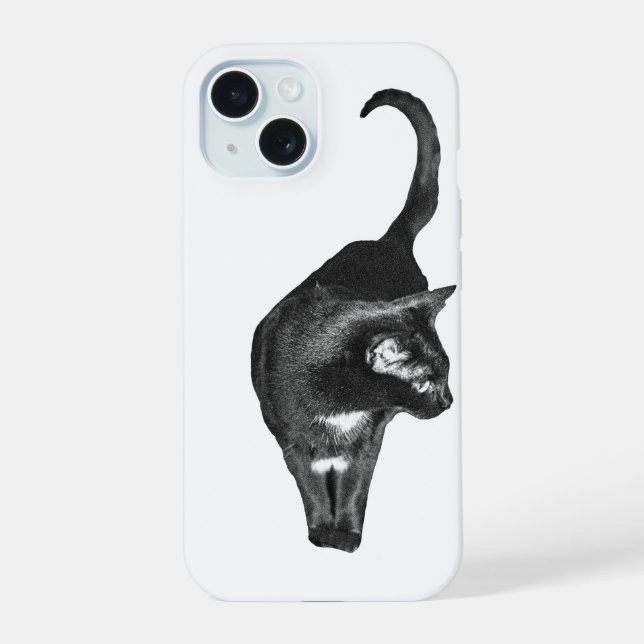 Coque iPhone 15 Détail de chat texturé (Verso)