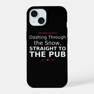 Coque iPhone 15 Dévalant la Neige jusqu'au Pub Étui de Téléphone