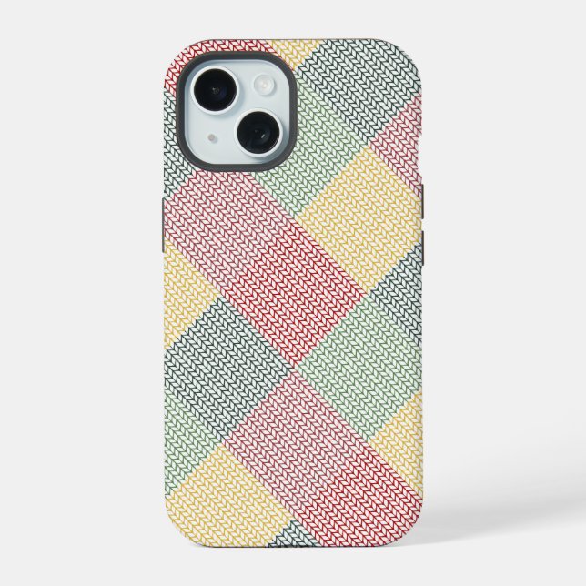 Coque iPhone 15 Diamant Grille Motif Vacances modernes Noël (Verso)