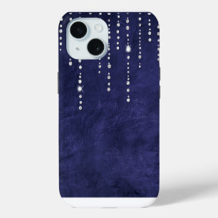 Coque iPhone 15 Diamants sur cuir violet