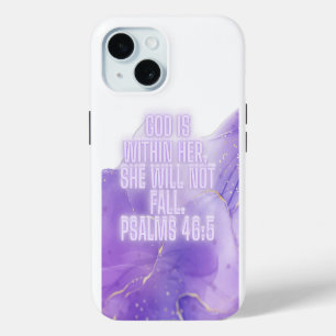 Coque iPhone 15 Dieu est au milieu d'elle – Psaume 46:5 Chrétien
