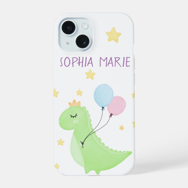 Coque iPhone 15 Dinosaure à ballons (Verso)