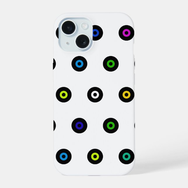 Coque iPhone 15 Disques Rétro (Verso)