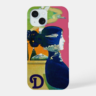 COQUE iPhone 15 DIVA EN BLEU, MONOGRAMME DE MODE BEAUTÉ