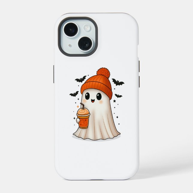 Coque iPhone 15 Dossier téléphonique Halloween Design (Verso)
