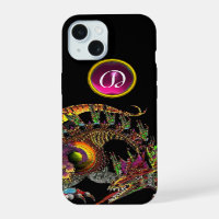 DRAGO,FANTASY DRAGON,PINK PURPLE GEMSTONE MONOGRAM