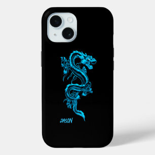 Coque iPhone 15 Dragon bleu